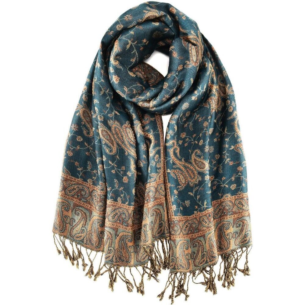 Reversible Paisley Pashmina Shawl Women Soft Exotic Indian Wraps Festival
